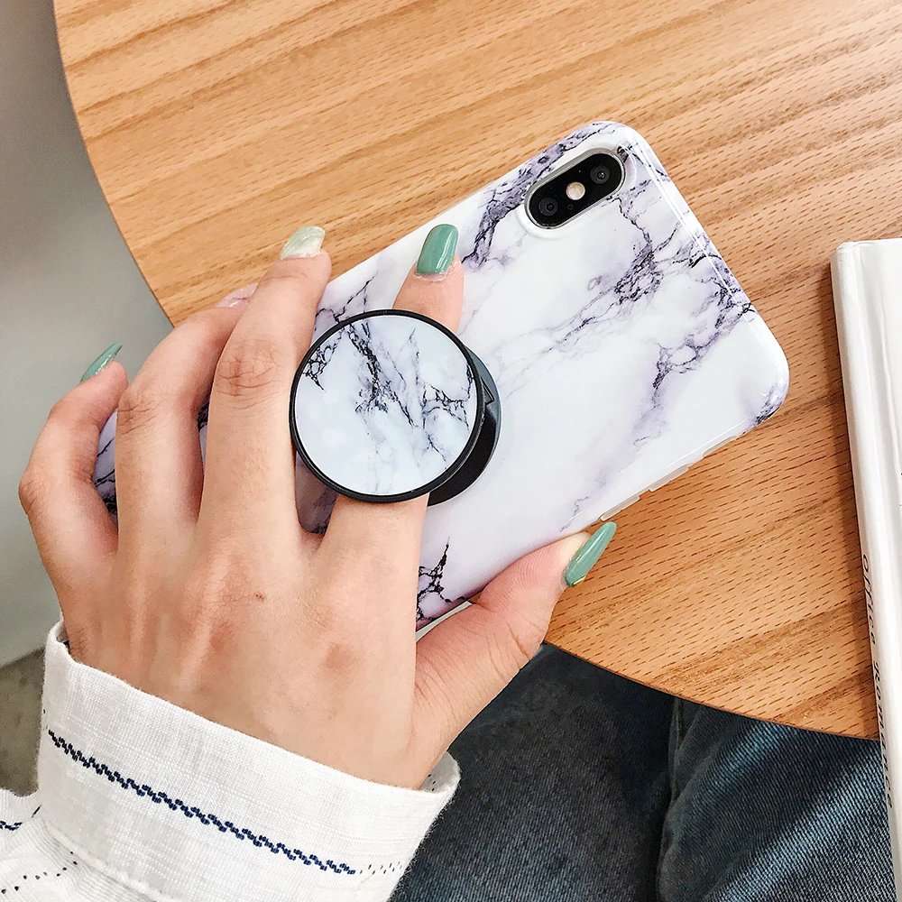 Классический Мрамор Стенд кожаный чехол для телефона с держателем для iPhone 11 Pro Max XR X XS макс 7 8 6S плюс Чехол Мягкий IMD для задней панели телефона с откидной крышкой