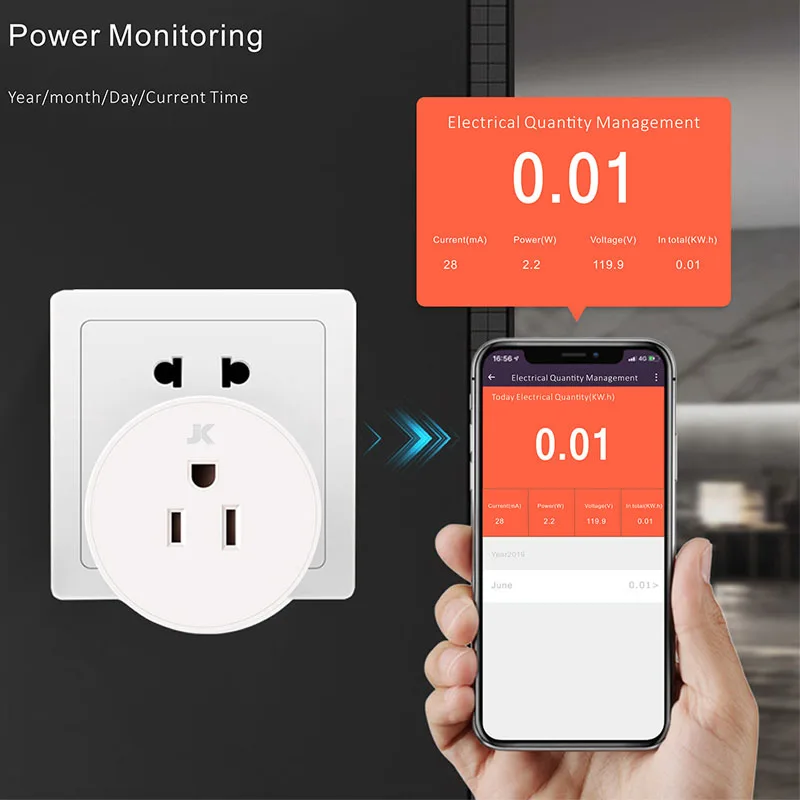 Inteligente do Telefone Controle de Voz Tuya Wifi Tomada Móvel Controle Remoto Inteligente Eua Plug App