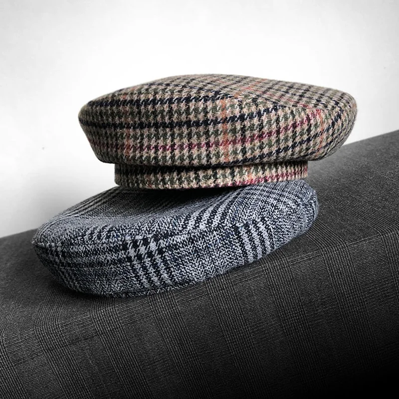 

Newsboy Autumn and winter women's Beret art RETRO painter Hat Women's casual Plaid Japanese women's hat fashion simple bud hat