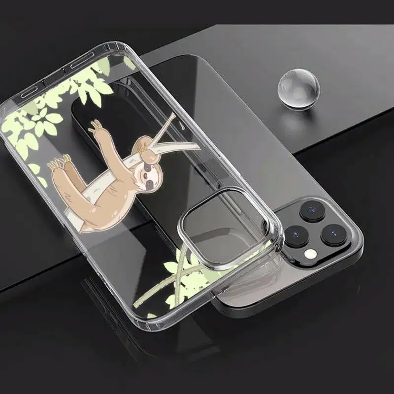 

Cute animal yoga sloth Phone Case Transparent for iPhone Samsung A S 11 12 6 7 8 9 30 Pro X Max XR Plus lite