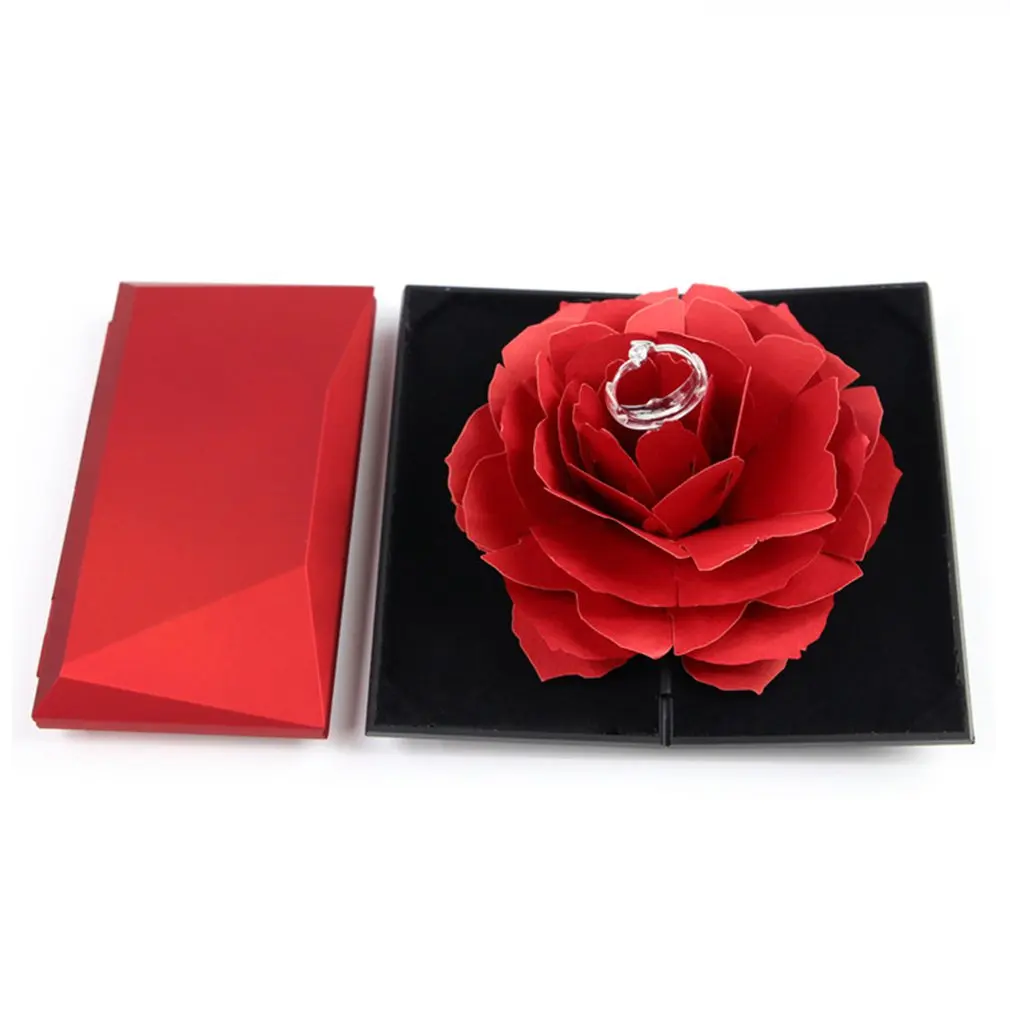 Новинка 2020 Новое складное кольцо коробка вращающаяся Роза день рождения День