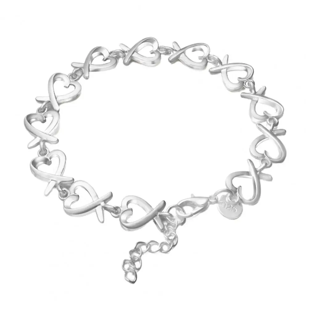 Браслет сердце-образный светильник-вес серебряный Цвет 21 см для женщин ювелирные