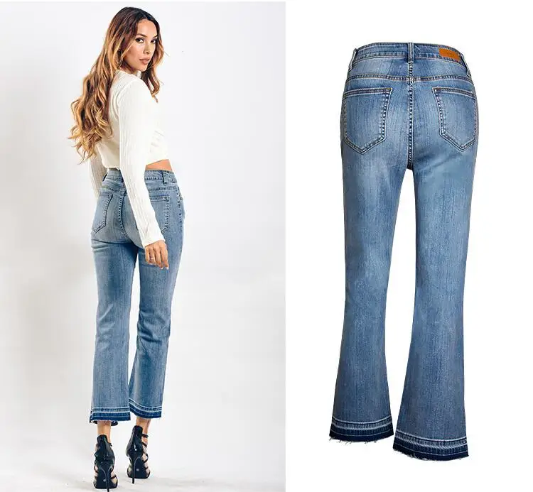 Flare Jeans Women ripped wide leg jeans Denim Trousers Vintage bell bottom High Waist Pants ladies push up calca | Женская одежда