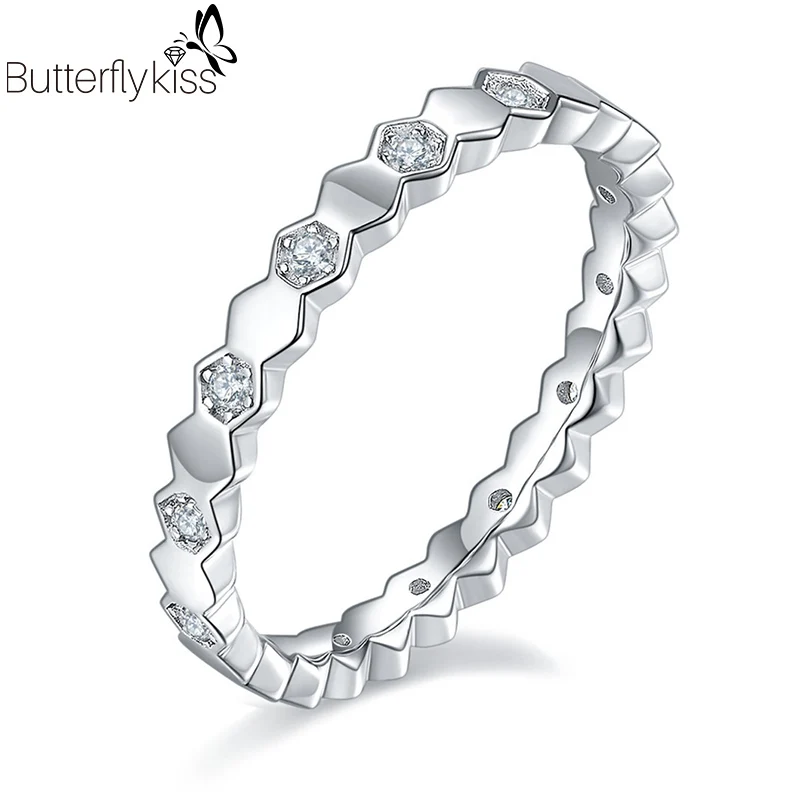 

BK Moissanite Ring Genuine Silver D Color Beehive Rings Customized White/Yellow/Rose Gold Fine Jewelry Ladies Accessories Gifts