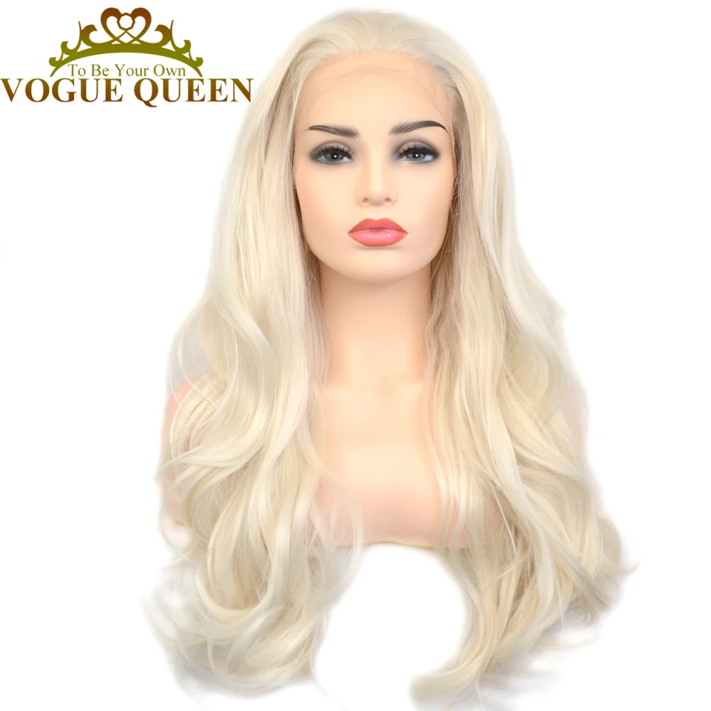 Парик Vogue Queen Платиновый светлый естественная волна Синтетический кружевной