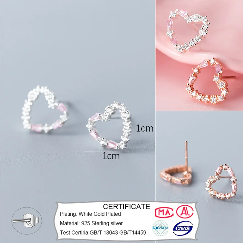 Trusta 925 пробы серебряные ювелирные изделия модные милые миниатюрные 8 мм X 7 мм полые серьги-гвоздики в форме сердца подарок для девочек, детей, леди DS514