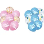 Шары воздушные латексные с конфетти, для вечеринки, 12 дюймов, для команды, мальчика, девочки, розовые, синие, в форме сердца, с конфетти