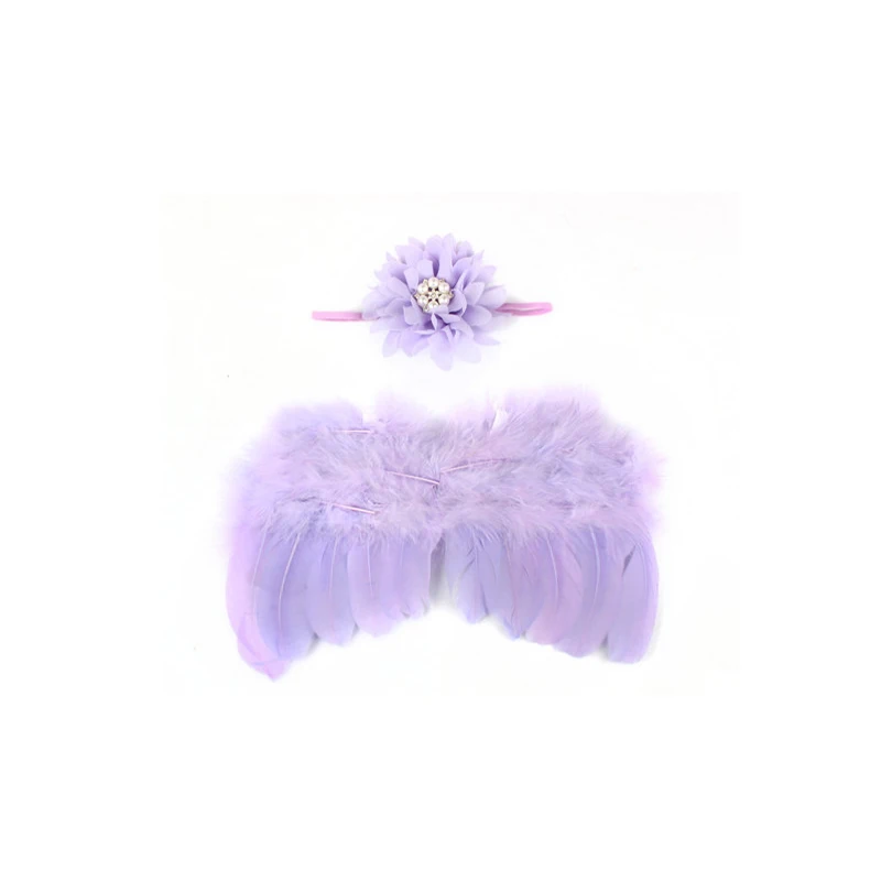 

1set Angel Feather Wings for Cute Newborn Baby Girl Flower Headband Hair Accessories Infant Photography Cosplay Props