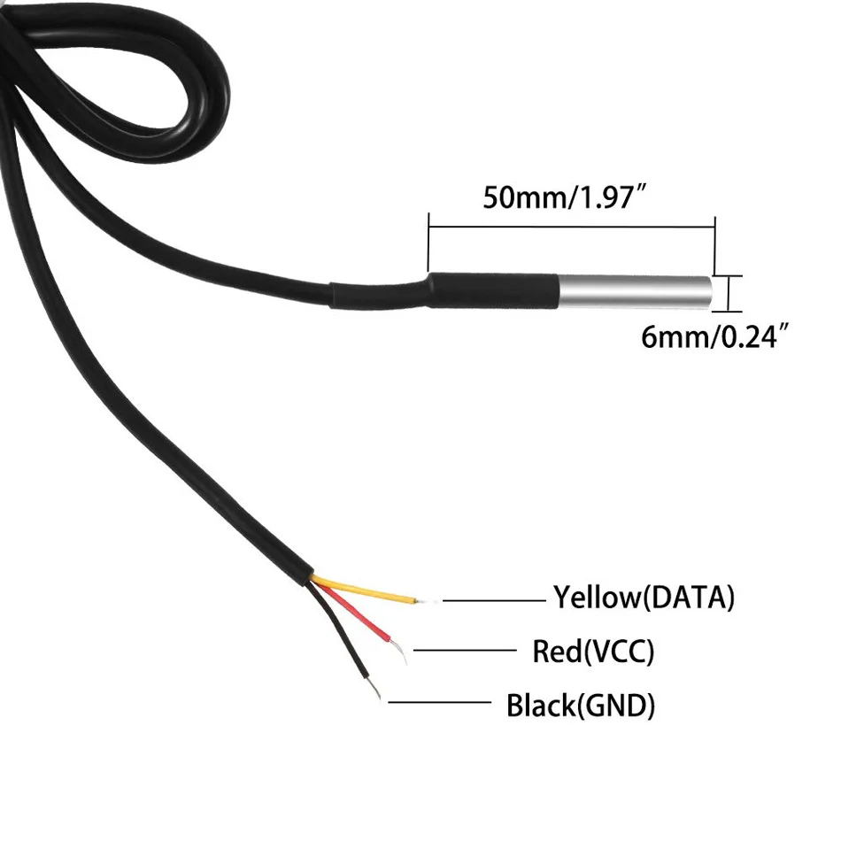 

1PCS DS1820 Stainless steel package Waterproof DS18b20 temperature probe temperature sensor 18B20 For Arduino