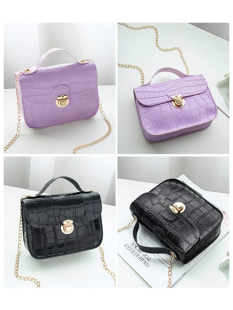 

2020 Fashion Women Small Crossbody Bag Classic Crocodile Pattern Shoulder Handbags Lightweight Chain Strap Messenger Purse