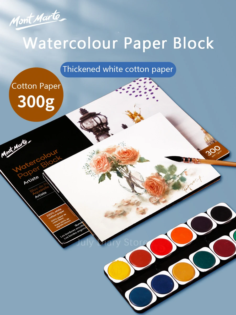 

Mont Martre 100% White Cotton Paper Watercolour Book A3/A4/A5 Sketchbook for Students Medium Coarse Grain Art Painting