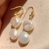 white baroque pearl earring 18k ear stud natural earbob wedding classic flawless women luxury aaa jewelry
