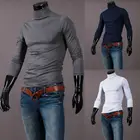 Новейшая модная мужская хлопковая водолазка с высоким воротником, однотонная стрейчевая рубашка, топы, одежда для выращивания