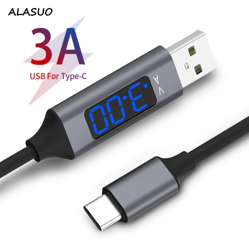 

Smart LED Display Current/Voltage USB Cable Fast Charging 3A 1m Mobile Phone Charging Data Line for iPhone Apple Micro Type c