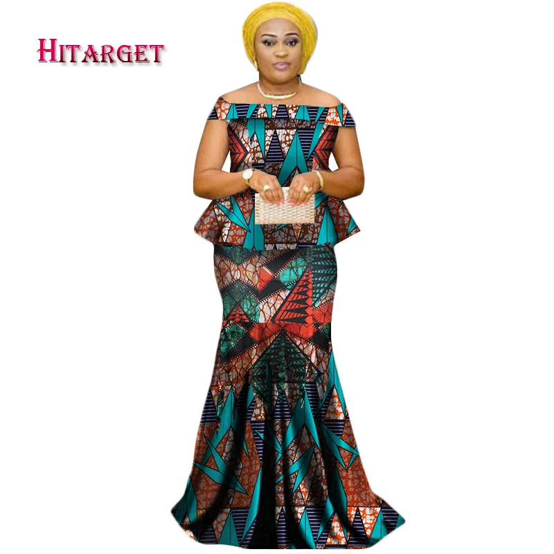 Осенние африканские платья для женщин комплект из 2 предметов женские Топы с