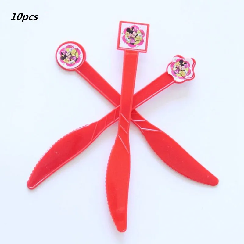 10pcs knives 20 шт./партия Минни тема Микки бумажные салфетки для вечеринки с днем рождения товары для вечеринок Минни бумажные полотенца для салфеток сувениры 33*33 см - Цвет: 10pcs knives