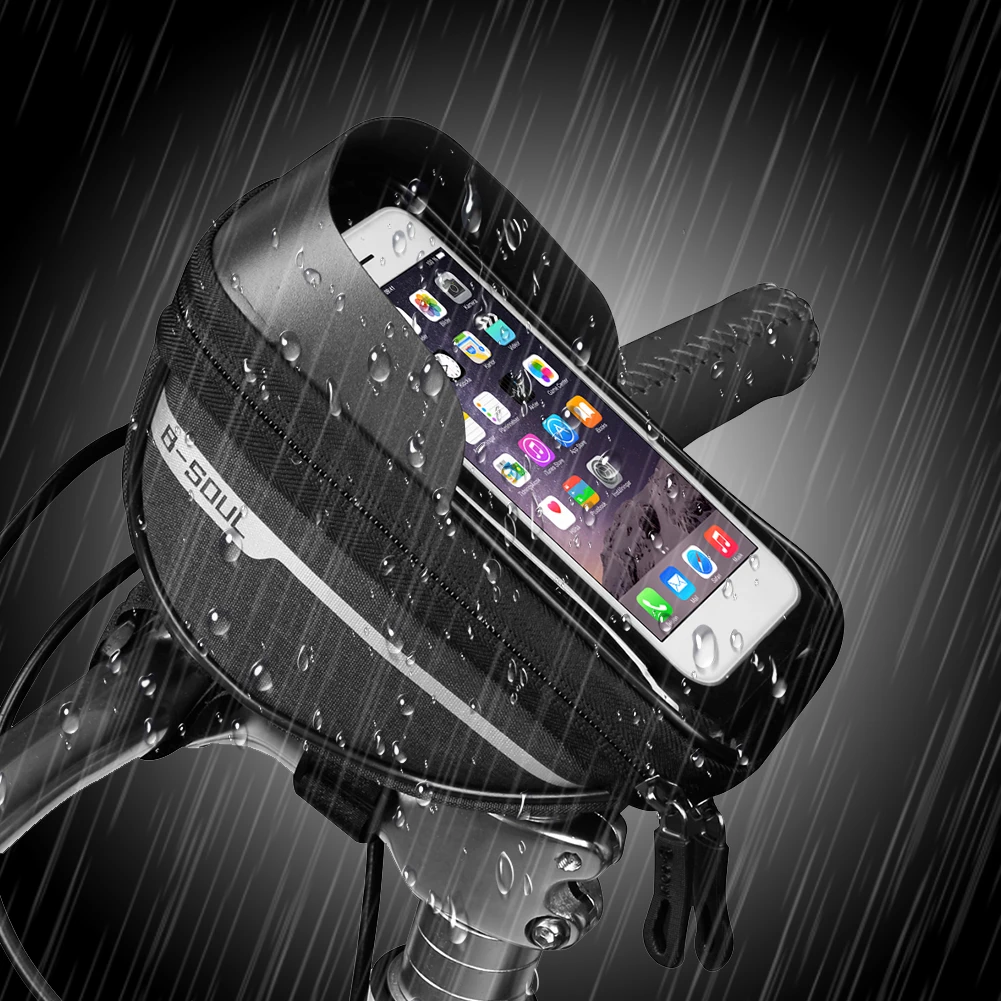 bicycle frame front tube bag portable waterproof practical touch screen phone holder mtb bike handlebar cell mobile phone bag free global shipping