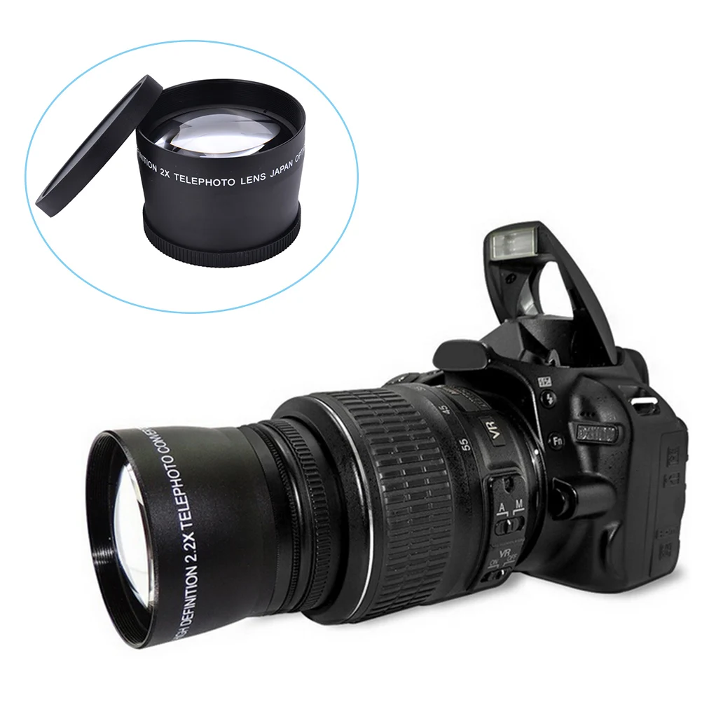 

58mm 2X HD Wide Angle Lens Close-Up Portion Lens No Distortion Digital High Definition for Nikon/Canon DSLR Camera