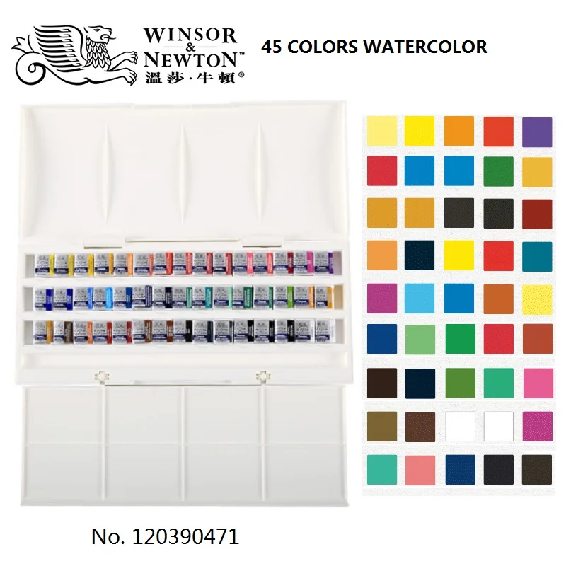 45 colors WINSOR& NEWTON Cotman твердый пигмент воды Цвет краски 8/12/24/36/45 Цвета воды Цвет художественные рисовальные принадлежности - Цвет: 45 colors