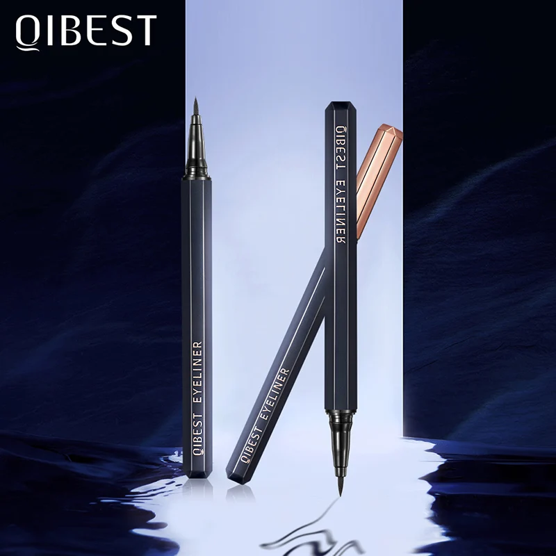 

Qibest liquid eyeliner pencil diamond blue appearance long lasting waterproof quick dry smooth slim black eyeliner pencil QB092