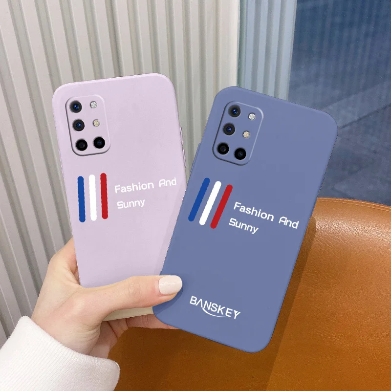 

Line Shockproof Liquid Silicone Case For Oneplus 8t 9 9pro 9r pro Phone Back Cover Case