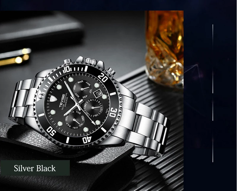 TEVISE Diver часы автоматические механические часы спортивные Топ брендовые Роскошные мужские часы мужские наручные часы montre homme