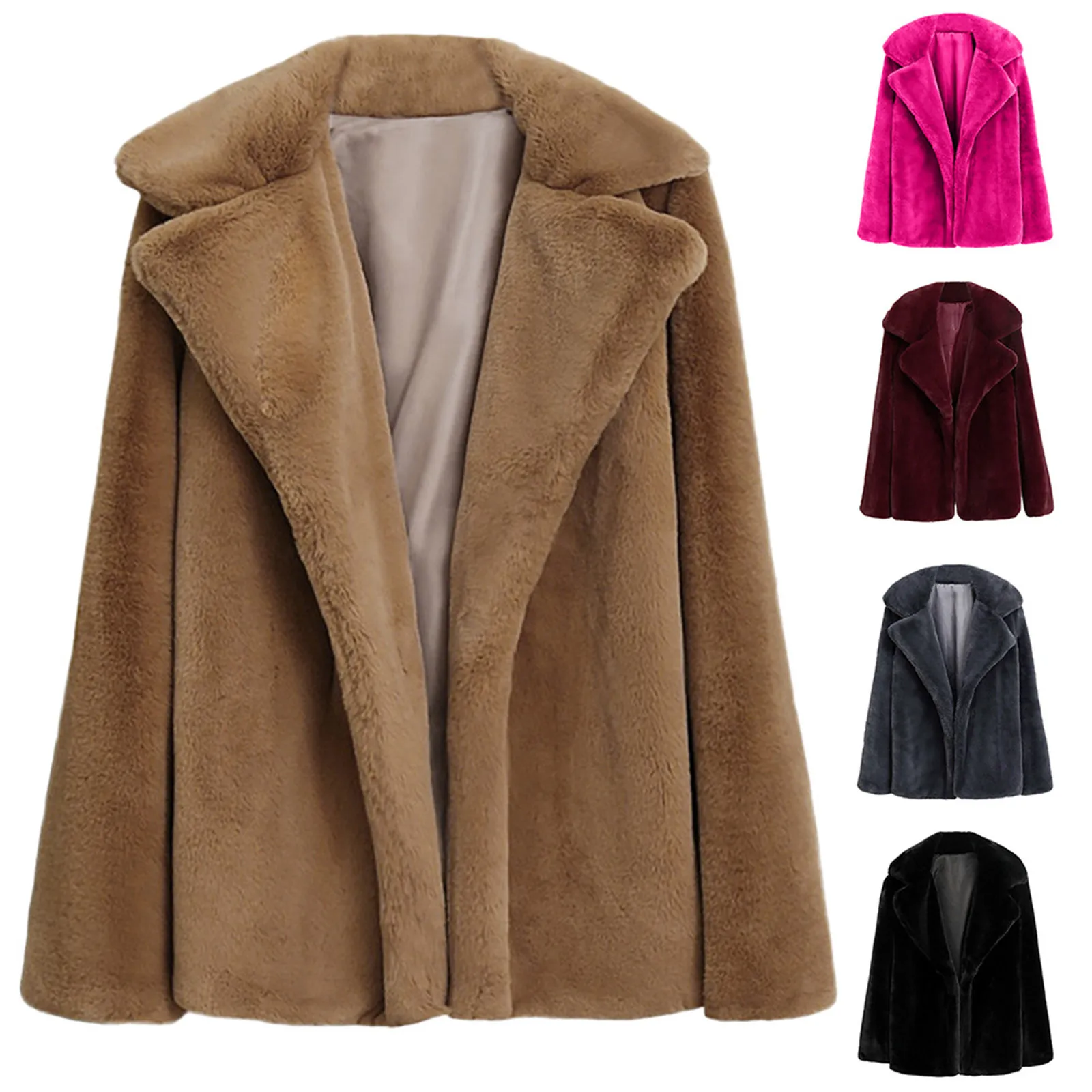 

Autumn Winter Jackets Faux Fur Coat Women Winter Warm Thick Coat Solid Overcoat Outercoat Jacket Cardigan Coat Куртка Женская