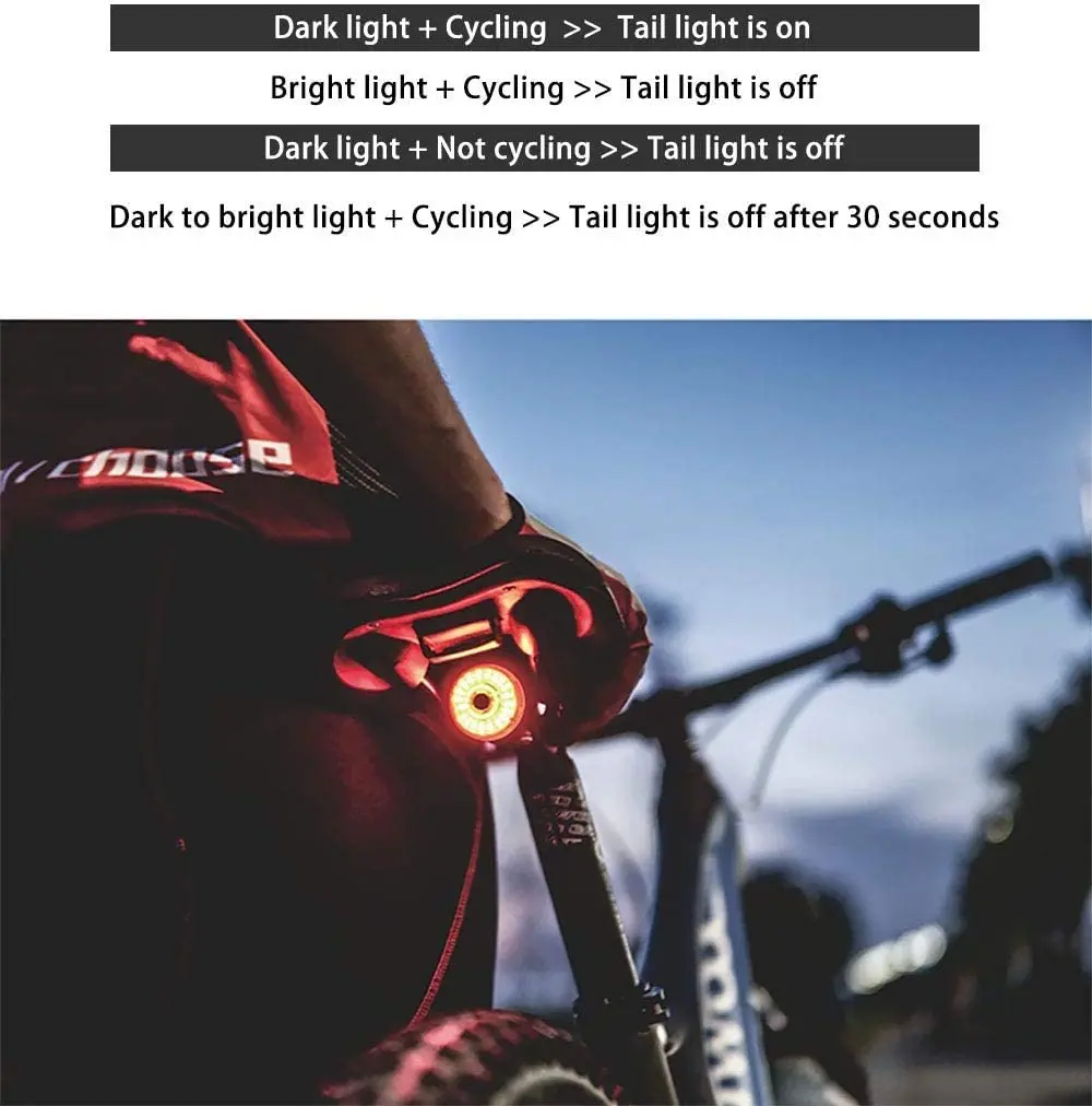 

Smart Bicycle Light Lamp Waterproof LED Charging Safety Warning Cycling Taillight Mountain Bike Rear Light Accessories