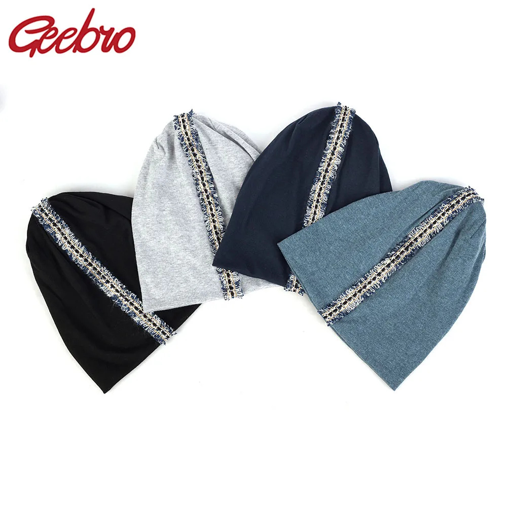 Geebro Новое поступление красочные ленты облегающие шапки для женщин дамские