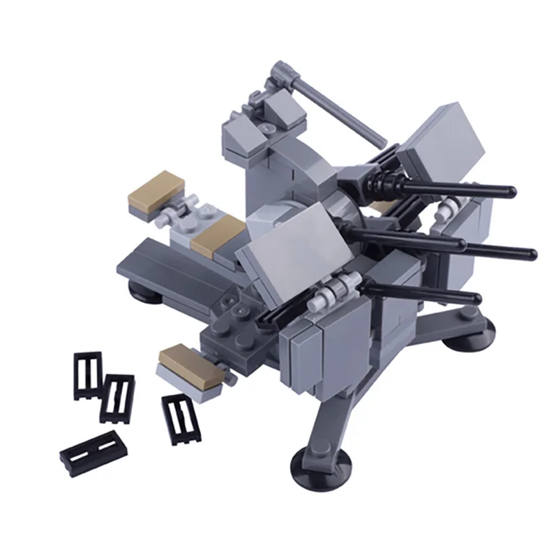 

WWII Compatible Diy Ruins Scene Building Blocks German Soldiers Antiaircraft Gun Arms Toys Gifts