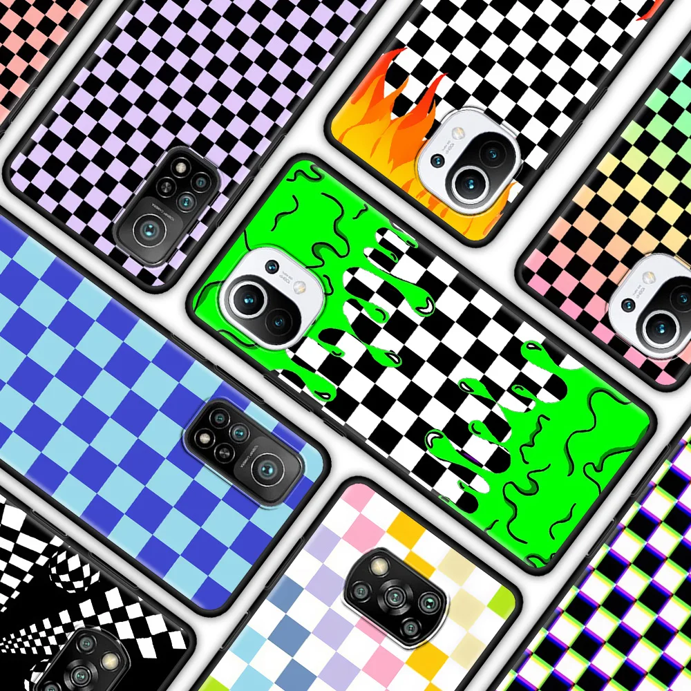 

Silicone Phone Case for Xiaomi Poco X3 NFC Pocophone F1 X3 Pro M3 Pro 5G F3 GT X3 GT Soft Protection Bag Checkerboard Plaid