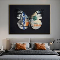 abstract dollar butterfly wing canvas painting animal money cash poster and prints wall art pictures room decor home cuadros