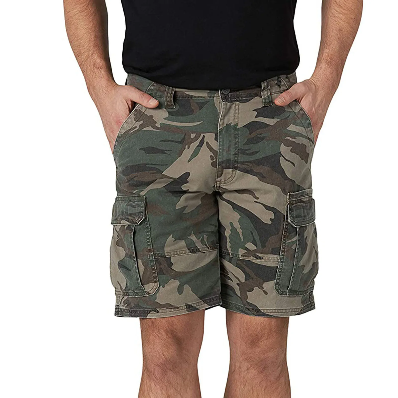 

5XL 2021 Fashion Men's Pocket Zipper Resilience Leisure Time Tooling Shorts Pants Men's Classic Relaxed Fit Stretch Cargo Short