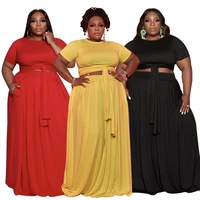 chiclover summer clothes wholesale plus size women clothing two piece set lace up tops and maxi loose skirts sets lounge set
