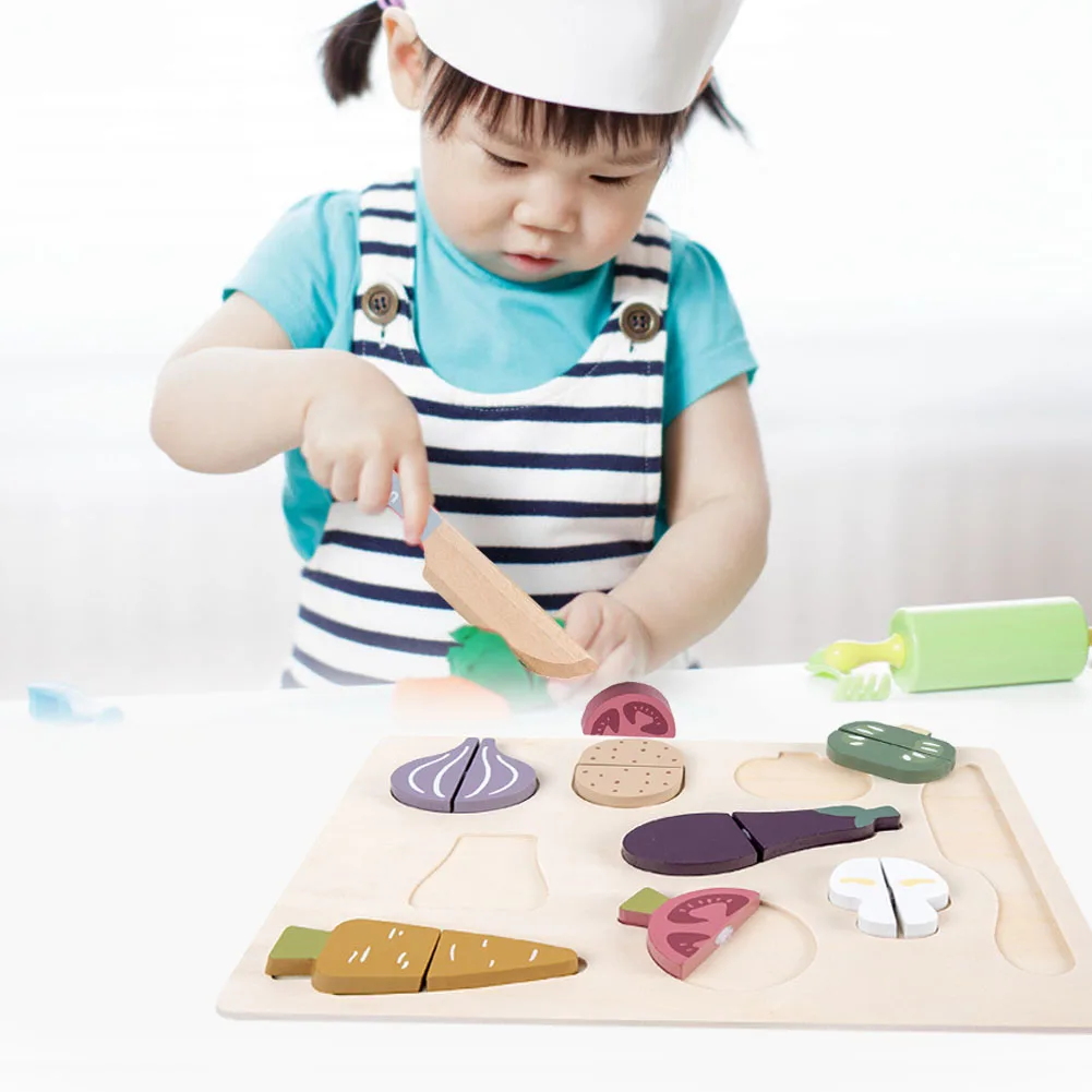 

1 Set Puzzles Wooden Kids Baby Wooden 3D Cartoon Vegetable Learning Educational Puzzle Toys for Children Gift