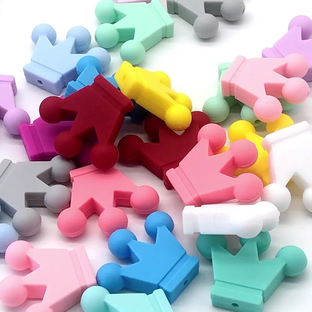 Cute-idea 10pcs Food Grade Silicone Small Crown Beads Baby Teething Teether Toy DIY baby Pacifier chain Accessories Baby goods
