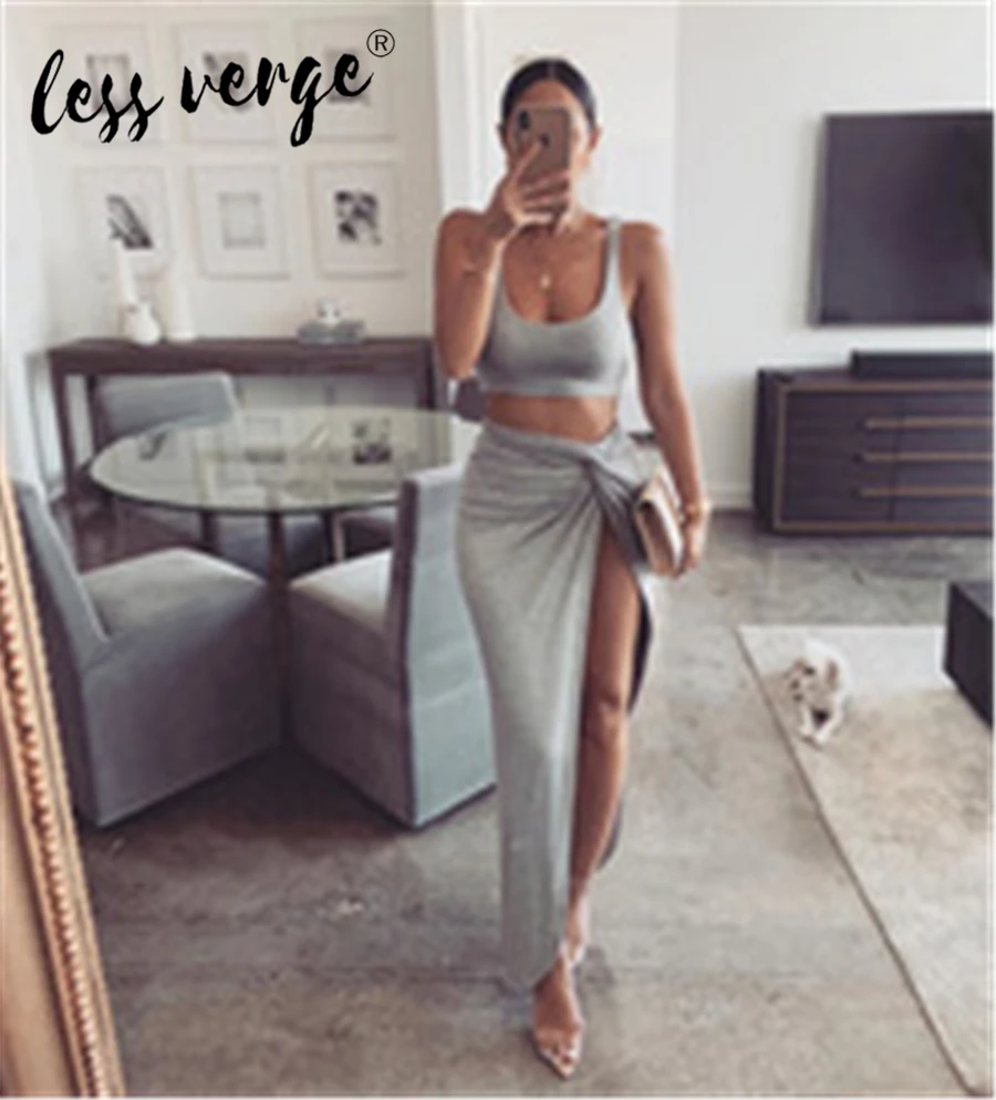 Lessverge женские комплекты из двух предметов юбка с разрезом на шнуровке до