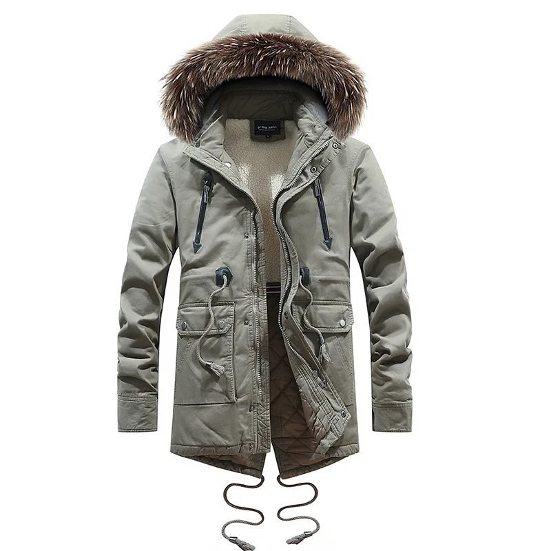 New Arrival Fashion Winter Jacket Men Long Coat Faux Fur Collar Outwear Thick Warm Parka Men Military Casual Jacket Size 3XL
