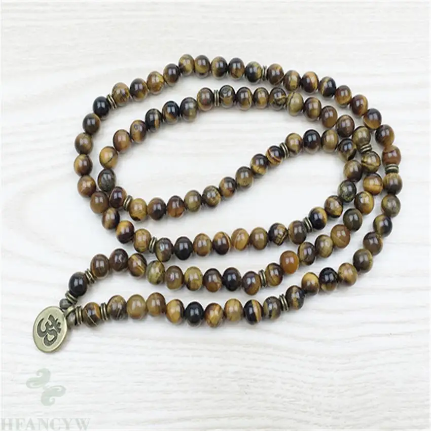 6MM natural tiger eyes 108 mala bracelet Gemstone necklace cuff spirituality yoga energy Wrist Fancy Lucky | Украшения и