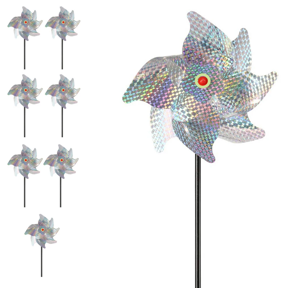 

8 Set Reflective Bird Repellent Windmill High Reflection Pinwheels