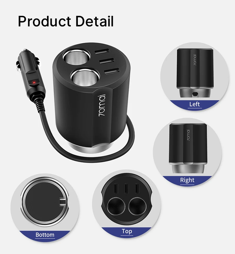 70mai розетка для автомобильного прикуривателя Pro 70mai USB Автомобильное зарядное устройство мульти Авто адаптер питания 70MAICar разветвитель для P30 для Mi9