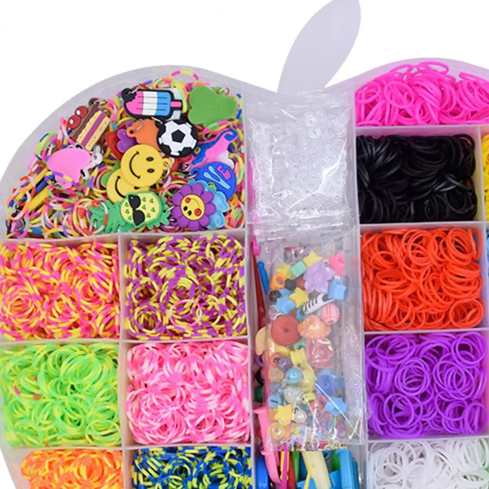 

1 Box DIY Loom Knitting Toy Excellent Ductility Cultivate Spatial Thinking Plastic Loom Rubber Rainbow Handmade Color Band Home