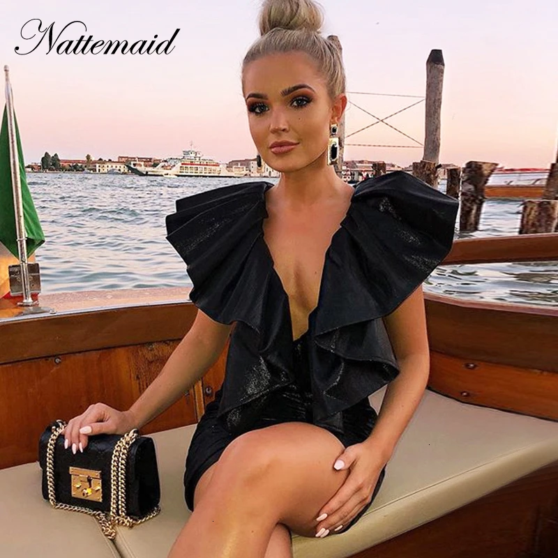 Летнее плиссированное платье NATTEMAID с оборками Женская Клубная одежда без рукавов