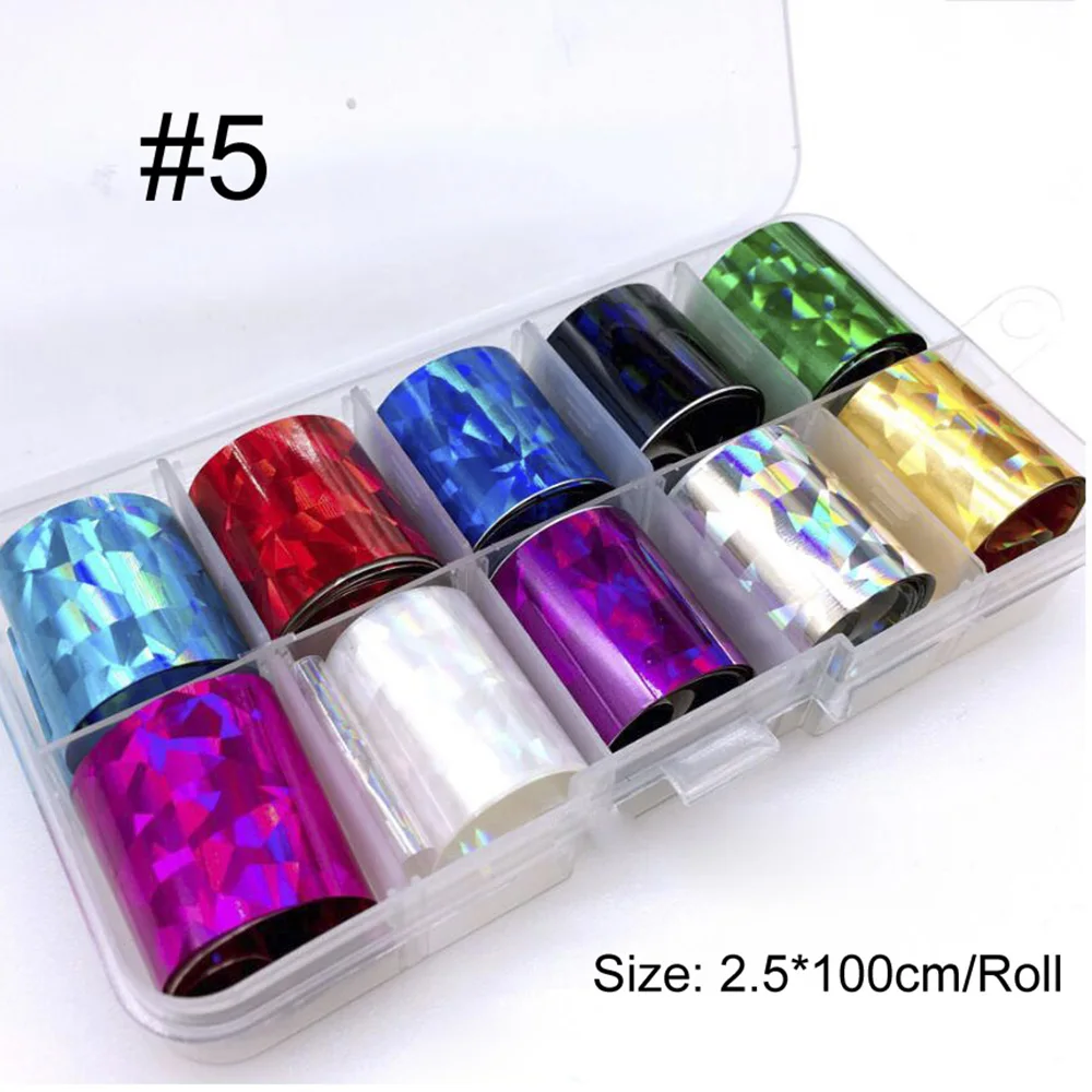 Голографическая переводная фольга 10 рулонов Микс звездное небо наклейки для