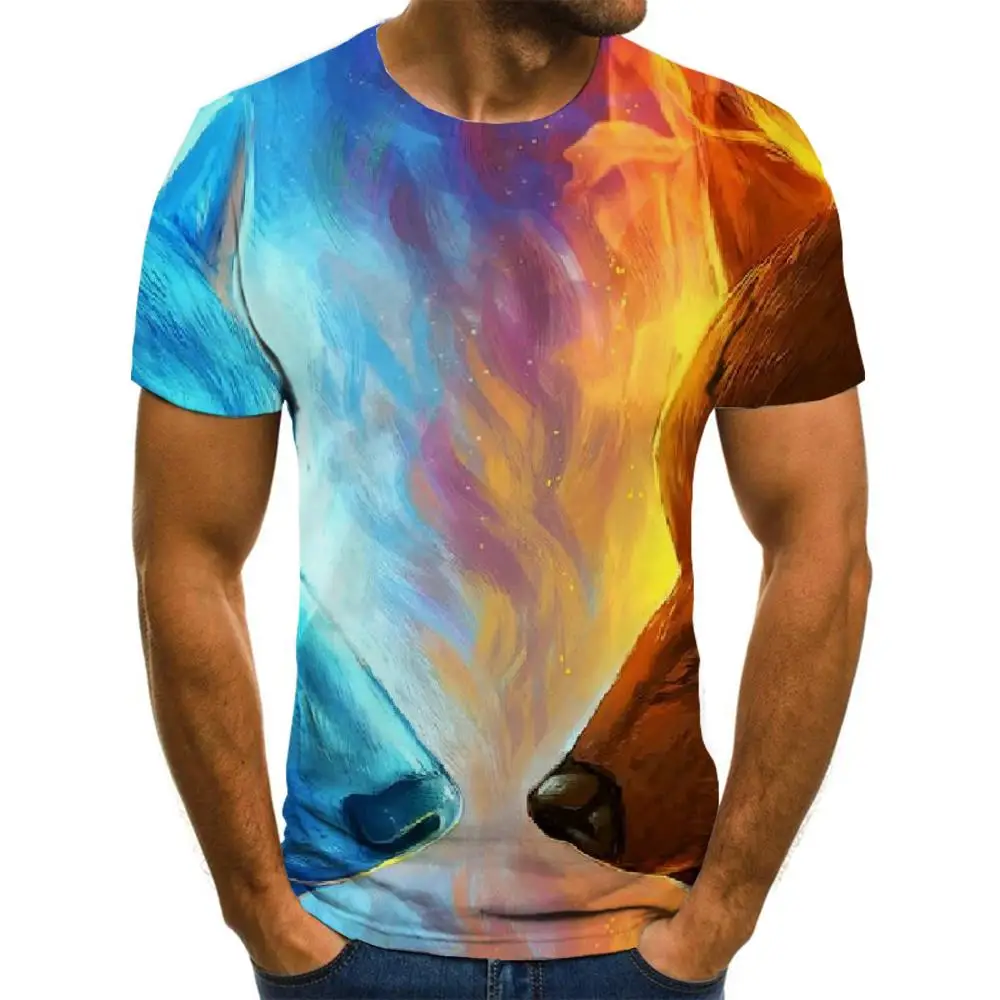 

Giyu Wolf T-shirt Men Animal Shirt Print War Tshirt Printed Flame Tshirts Casual Short Sleeve Hip hop Printed Streetwear