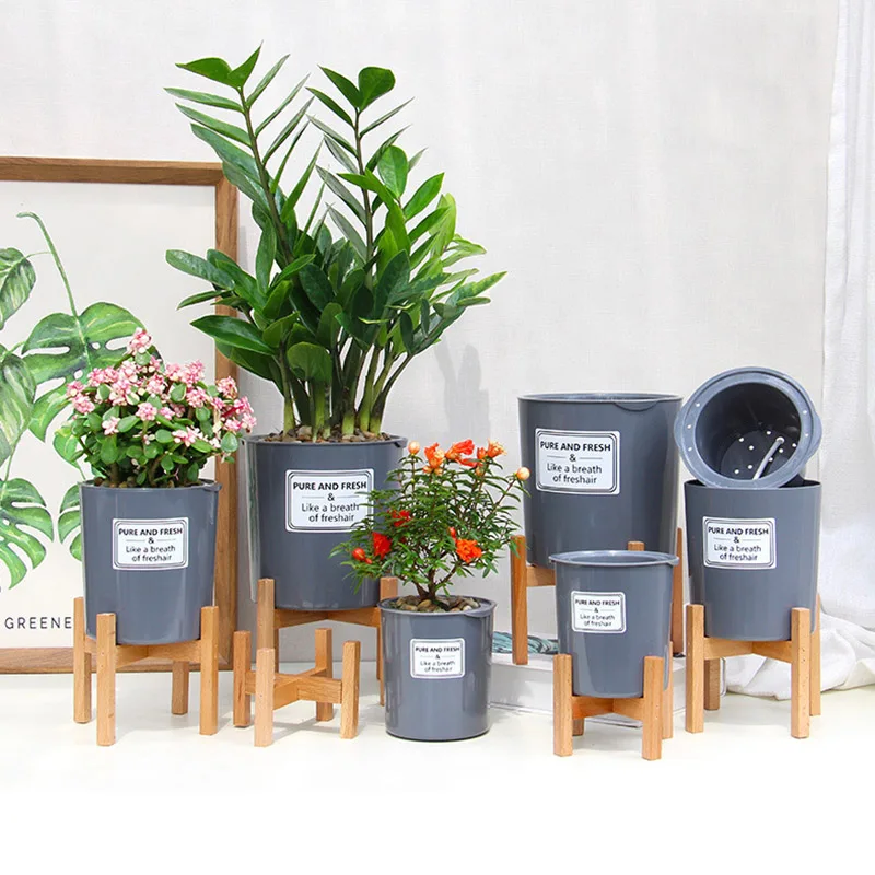 Подставка для растений комнатный деревянный держатель цветочных горшков