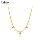 Женское Ожерелье-чокер Lokaer, цепочка из нержавеющей стали с подвеской из бирюзы цвета 18-каратного золота в богемном стиле, N21229