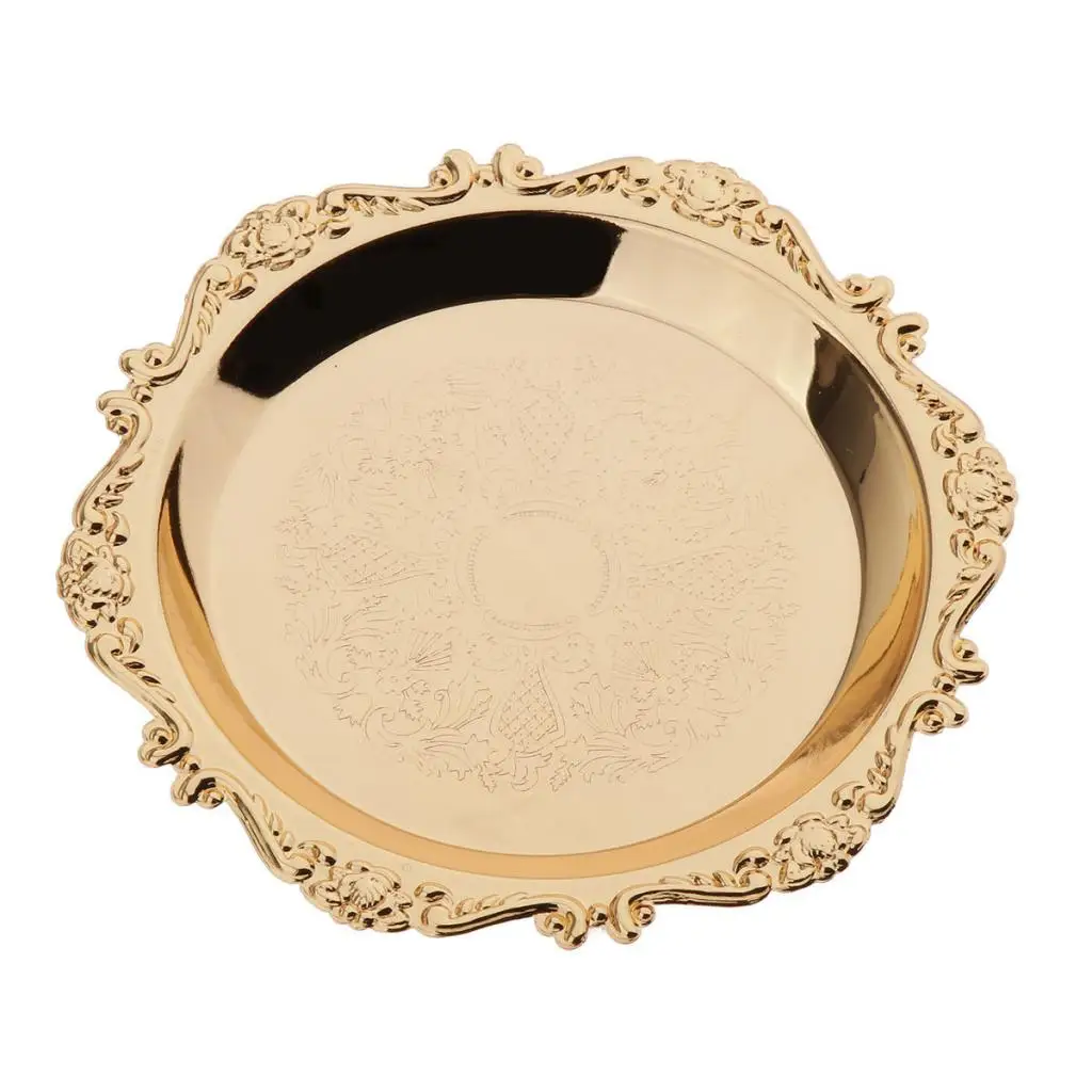 4 "/6'Gold круглые металлические фрукты блюдо тарелка для кондитерских изделий