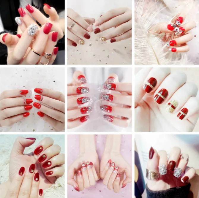 Поддельные накладные ногти для дизайна ногтей 24 шт. клейкая вкладка 10 размеров