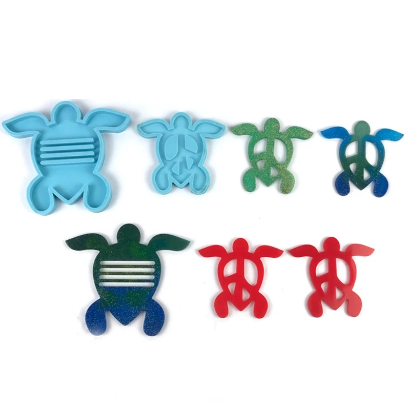 

5 Pcs/Set Tortoise Coaster + Stand Epoxy Resin Mold Cup Mat + Holder Silicone Mould DIY Crafts Home Decoration Tool